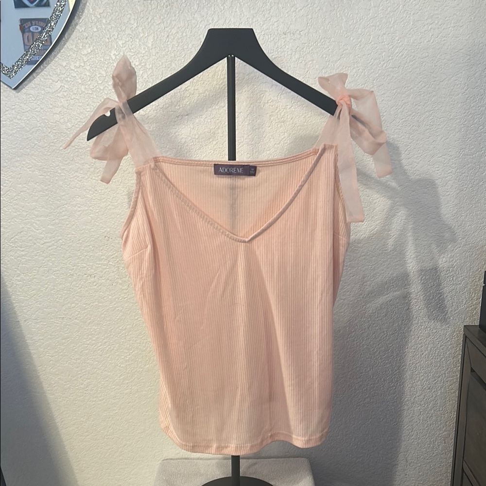 Adore Me Pink Camisole with Ties on shoulders